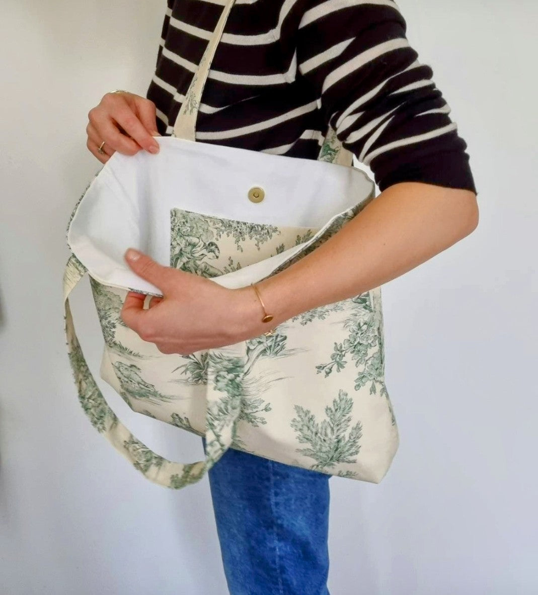 Sac cabas toile de Jouy