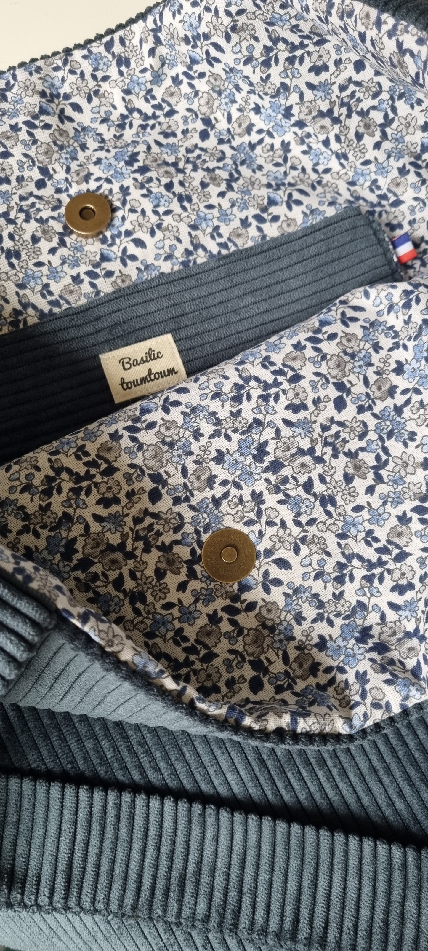 Marineblaue Cord-Einkaufstasche