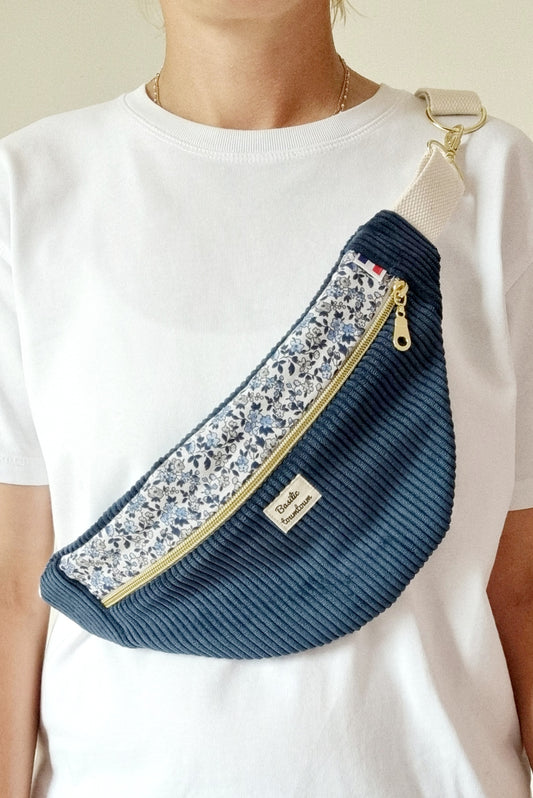 Banane velours cotelé bleu marine