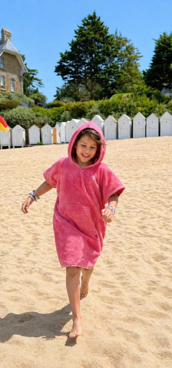 🏖 Kinder-Strandponcho – Frottee-Badeumhang mit Kapuze