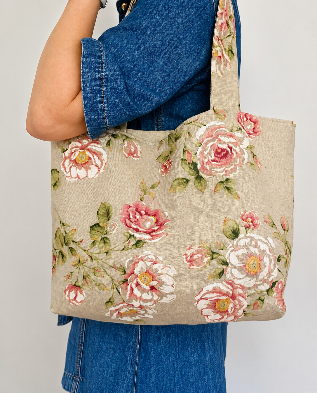 Bolso de mano de lino